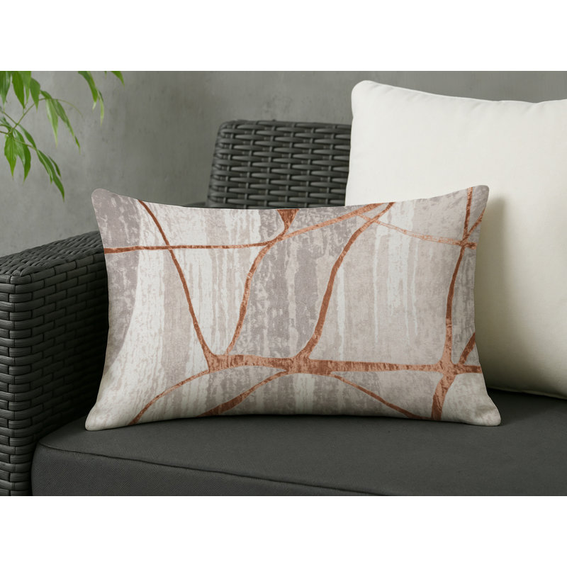 Coussin décoratif intérieur / extérieur gris Modern Modern, Rectangle H 14 po x l 20 po, Gris abstrait 148