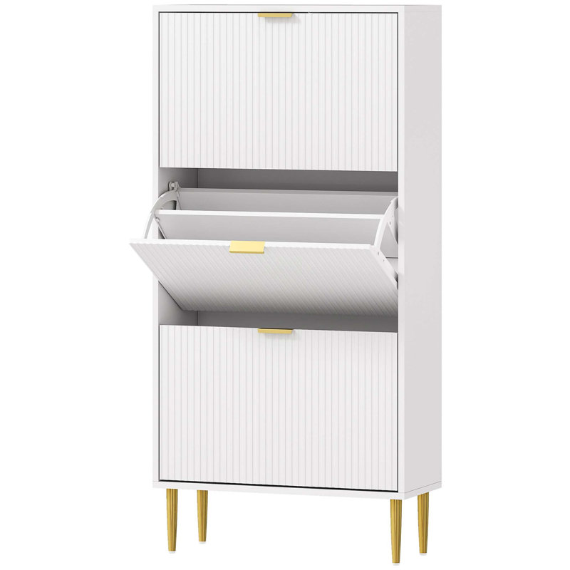 Flip Down Shoe Storage, 122cm H x 60cm W x 24cm D, White