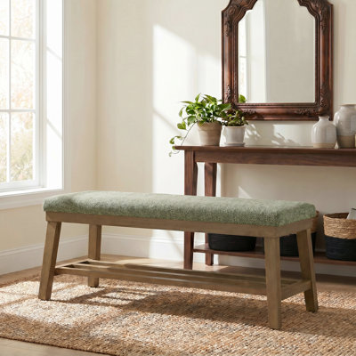 Banc de rangement rembourré en bois de 44,4 po de largeur