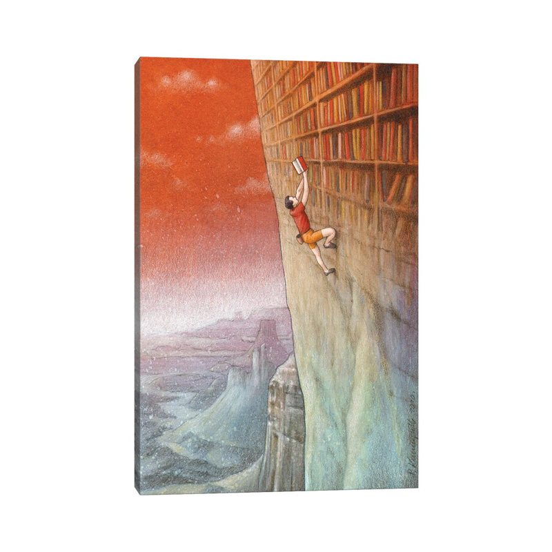 Climbing by Pawel Kuczynski - Painting on Canvas, 20.32 cm H x 30.48 cm W, Wrapped Canvas