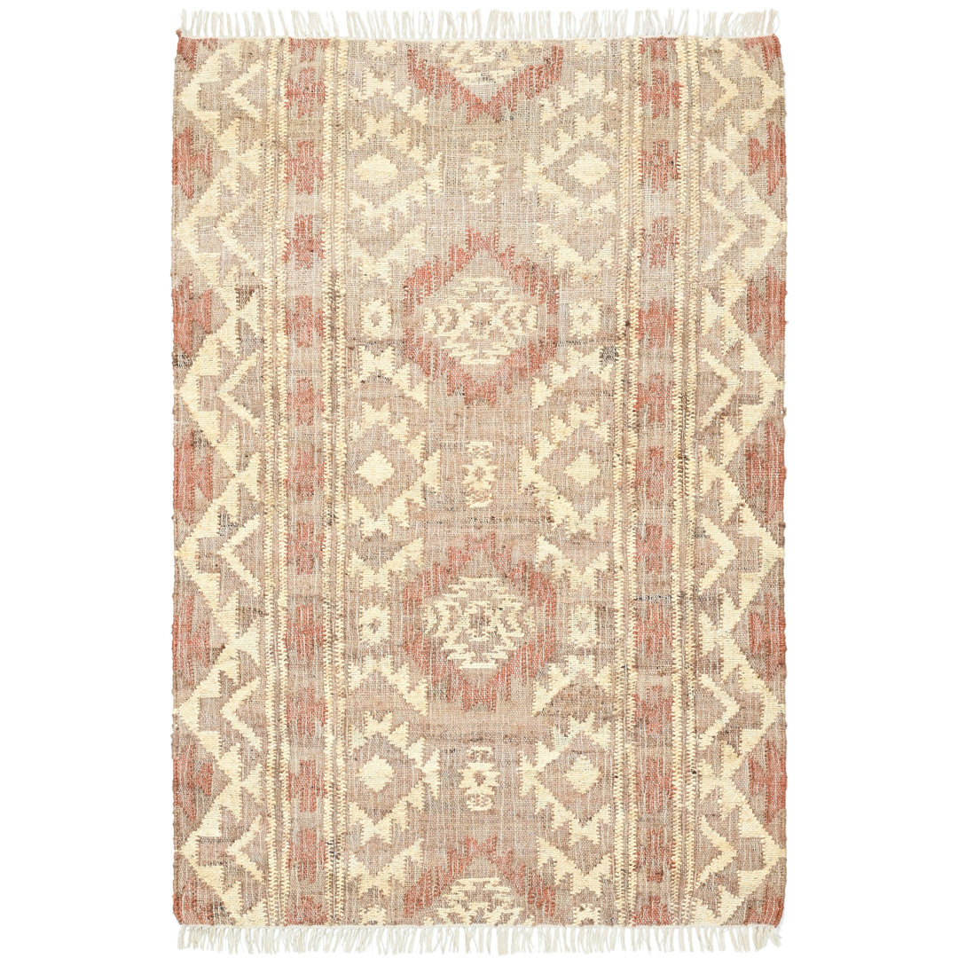 Handgefertigter Dhurrie-Teppich Deloma in Beige/Rostfarben