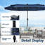 Parasol d'extérieur rectangulaire double couche 15 pi avec manivelle, base et lumière DEL solaire - Grand parasol de patio pour le jardin, la piscine et la terrasse (BLEU)-153827062