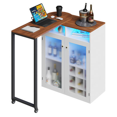 360° Rotating Bar Cabinet With LED Lighting