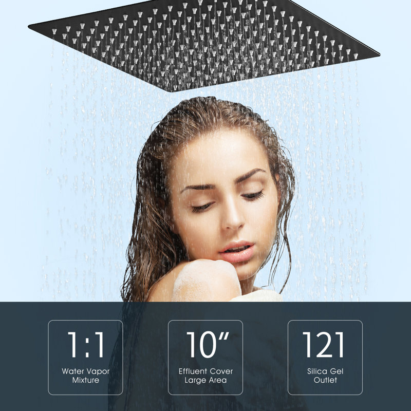1-Spray Patterns 10 In. Single Wall Mount & Ceiling Mount Square Rain Fixed Shower Head