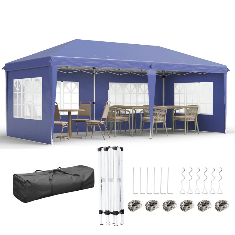 6m x 3m Steel Pop Up Canopy, Blue