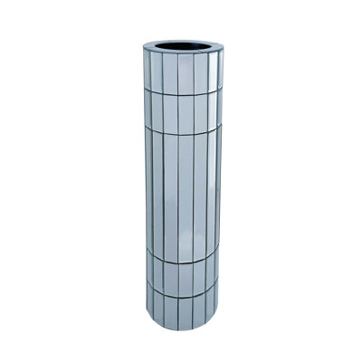 Large Floor Vase, Silver Octagonal Mirror Vase, MDF And Glass For Artificial Plants And Pampas Grass