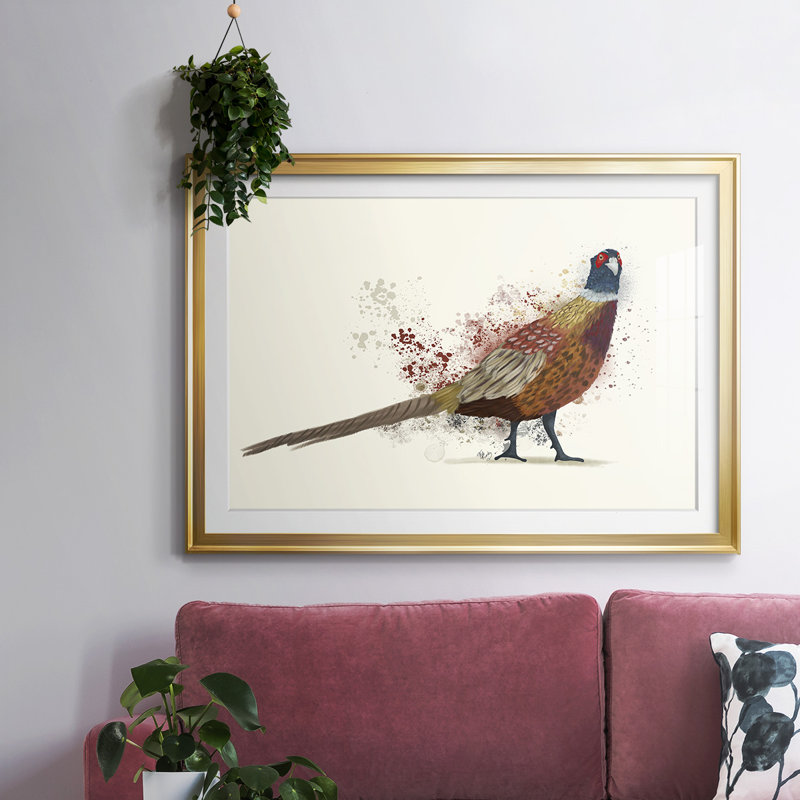 " Pheasant Splash 2 ", Gold, 27" H x 39" W x 1.5" D