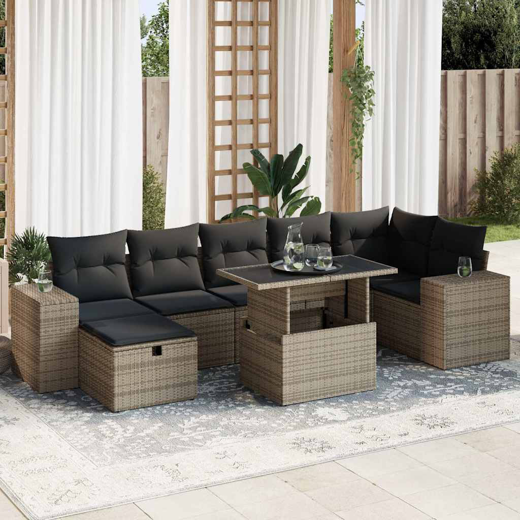 Vidaxl 5-Tlg. Garten-Sofagarnitur Mit Kissen Beige Poly Rattan