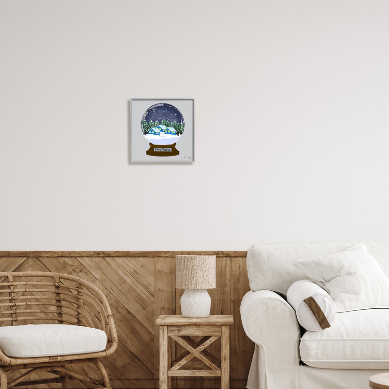 Merry Christmas Winter Snow Globe, encadré sur bois par Ale Saiz Studio, impression, H 12 po x l 12 po