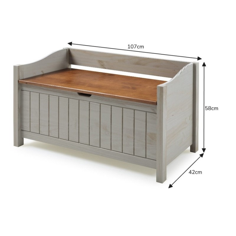 Wood Storage Bench, Grey