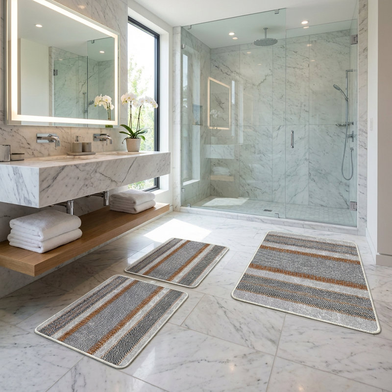 Textured Stripe 3-Piece Bathmat Set