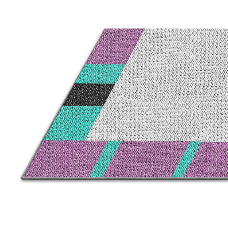 Tapis gris/vert/mauve à motifs, Rectangle 4 pi x 6 pi
