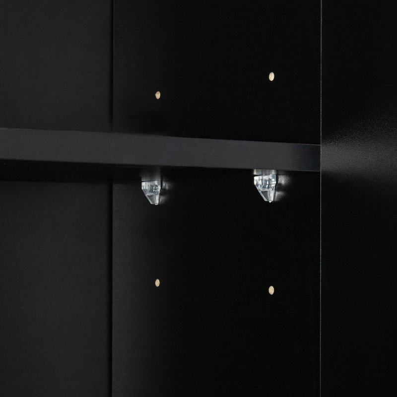 70,87 "de hauteur avec garde-robe et armoire de cuisine, avec 6 portes, 1 tablette ouverte et 1 tiroir pour la chambre à coucher, noir