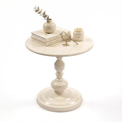 Vintage Round Metal Side Table, Sofa & Bedside Accent Table for Small Spaces