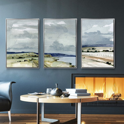 «Coastal Blues Watercolor II», 3 pièces