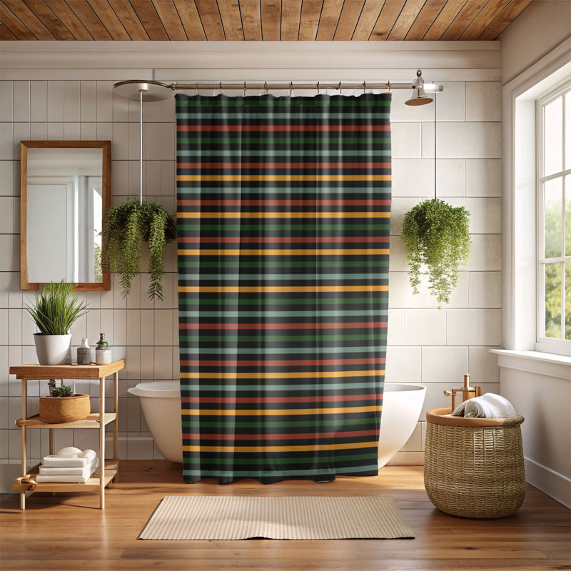 Rideau de douche Homely Lime - Premium, H 74 po x l 71 po, Noir