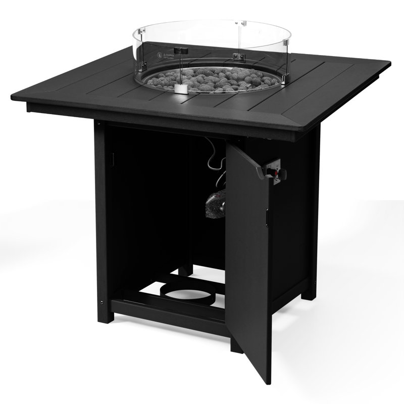 Table carrée avec foyer 42 po, Black, 42.25" H x 42.25" W x 42.25" D