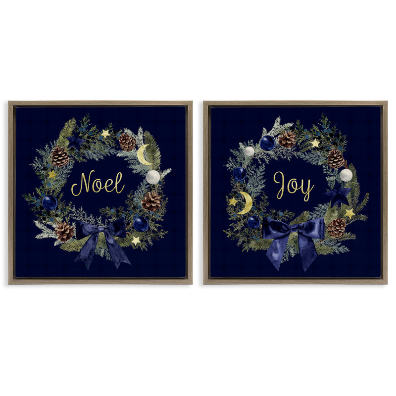 «Noel Joy Balsam Wreath» par 2, Cadre flottant orme Montalcino, H 25 po x l 25 po