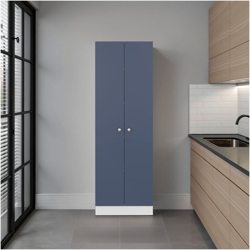 Kronos White And Kronos Blue Multi-Purpose Cupboard With Five Shelf