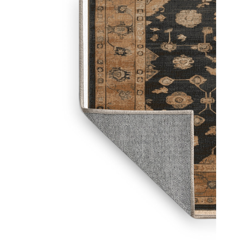 Tapis brun lavable à la machine, Rond 5 pi