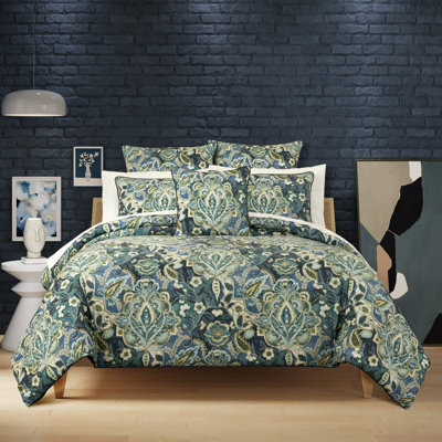 STAINED GLASS - TEAL FULL/QUEEN 3PC. COMFORTER SET