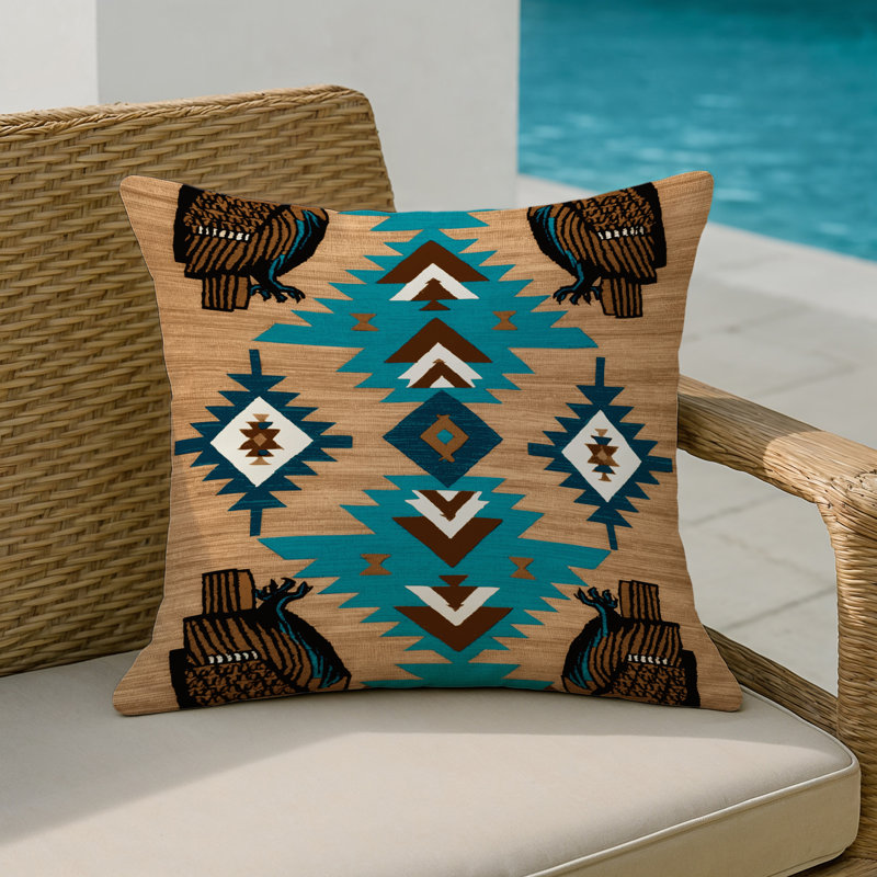 Coussin intérieur et extérieur Bull Rider, Carré 18 po, Coyote noir V2
