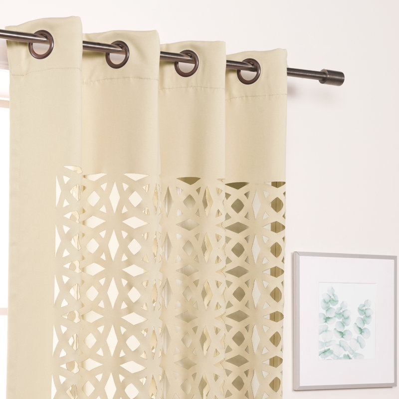 Paire de rideaux en polyester Aikeem, Beige