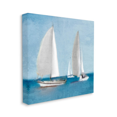 " Sailboats Drifting Nautical Ocean Scene " by Kim Allen Painting Print