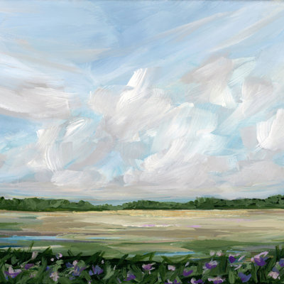 «Cloudy Meadow With Flowers» par Nicole Walsh - Art mural paysage
