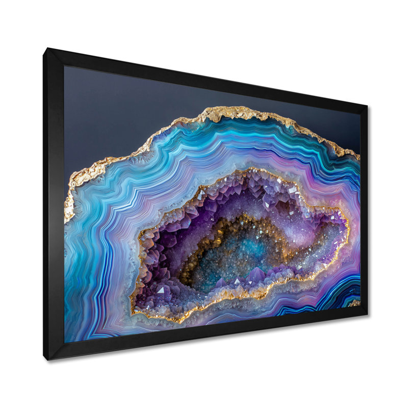 Décoration murale Agate Dream River V - Géode de pierre, Reproduction encadrée d'une seule photo sans pass, Noir