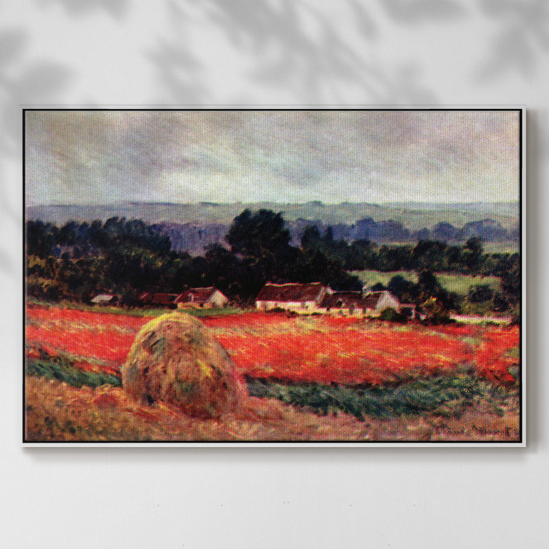 «The Poppy Blumefeld (The Barn)», reproduction sur toile par Claude Monet, H 17 po x l 25 po x P 2 po, Toile avec cadre blanc