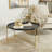 Metal Tray Top Black Coffee Table with Gold X-Shaped Base