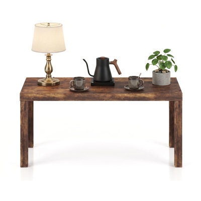 Classic Simple Coffee Table for Living Room Amber Pine Modern Rectangular Center Table