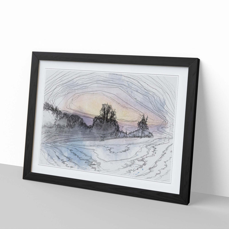 Trees at Wintertime in Slovakia in Abstract - Picture Frame Graphic Art Print, 50cm H x 76cm W x 2cm D, Black