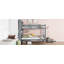 Lit superposé simple au-dessus de simple avec tablettes, lit en bois d'hévéa avec tête de lit à tablettes, barrières de sécurité et échelle, convertible en 2 lits, gris
