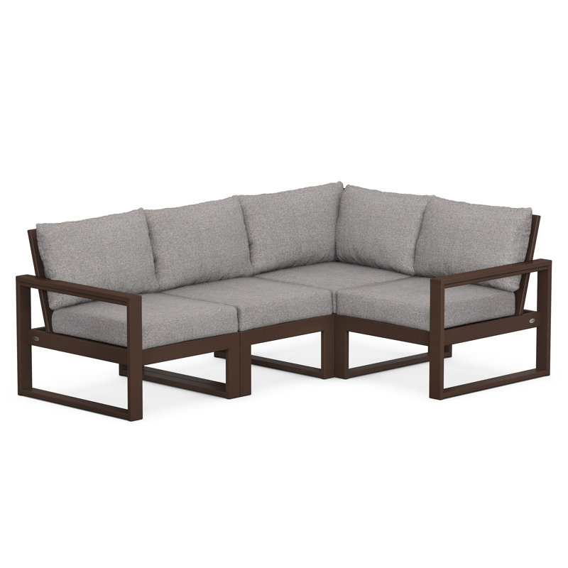 EDGE 4-Piece Modular Deep Seating Set, Green, Natural Linen