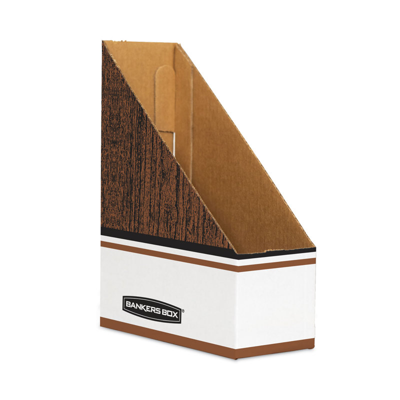 White and Wood Grain Corrugated Paper Magazine File