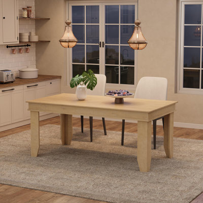Table de salle à manger de 63 po pour 4 à 6 personnes, grande table de cuisine rectangulaire avec cadre en bois robuste pour la salle à manger (table seulement) - Naturel