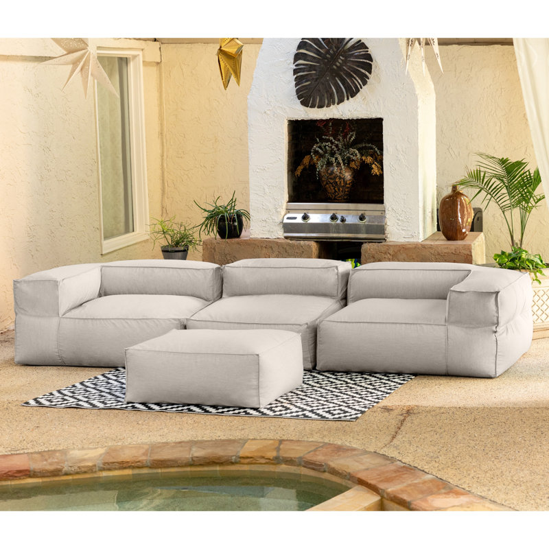 Maretta 136'' Wide U-Shaped Patio Sofa, Silver