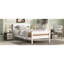 Lit simple blanc avec tête de lit en bois d'hévéa et rangement compact, style classique, finition rapide, rangement optimisé pour les petites pièces, processus d'assemblage simple