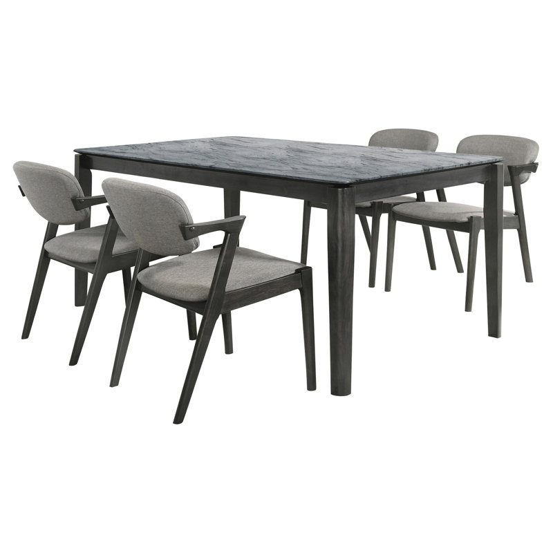 Rectangular Dining Set in Black and Gray, 5