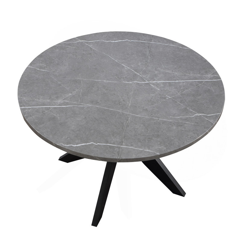 Amy - Table de salle à manger ronde en faux marbre - Gris