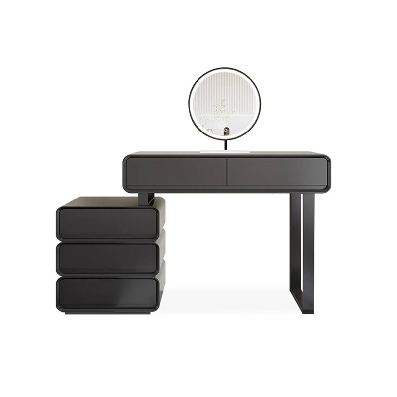 Coiffeuse de maquillage avec miroir lumineux, 5 tiroirs