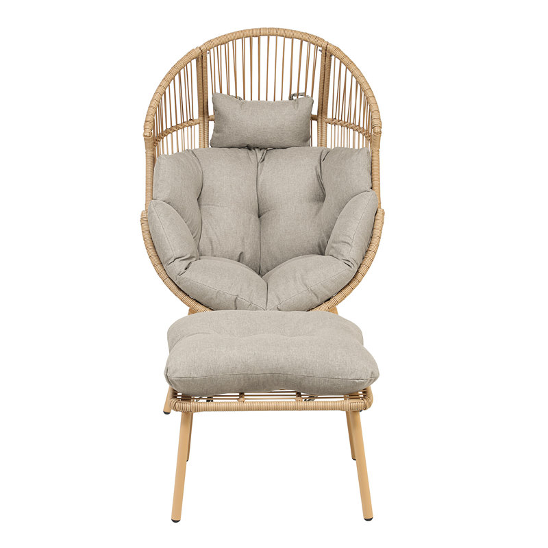 Nestara Standing Egg Chair and Stool, Brown