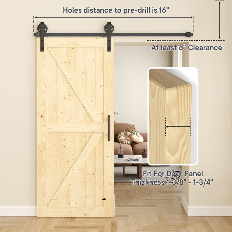 Ensemble de quincaillerie de porte de grange en acier simple standard, 132 po