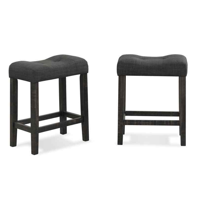 Tabouret de selle capitonné à hauteur de comptoir Sora, ensemble de, Noir