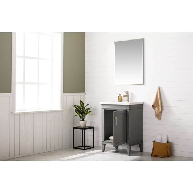 Arzola 24'' Single Bathroom Vanity with Ceramic Top, Gray