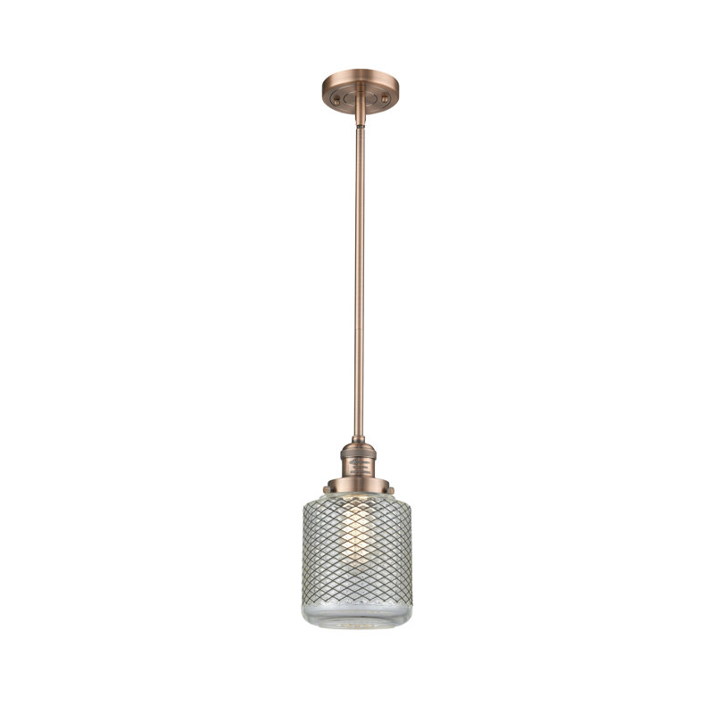 Luminaire suspendu cylindrique à 1 lumière Iyana, Cuivre antique, Ampoule DEL 6 watts Vinage