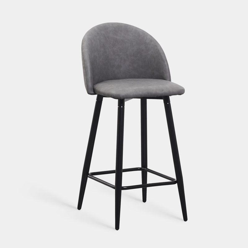 Choteau Upholstered Counter Stool with Metal Frame,  Grey