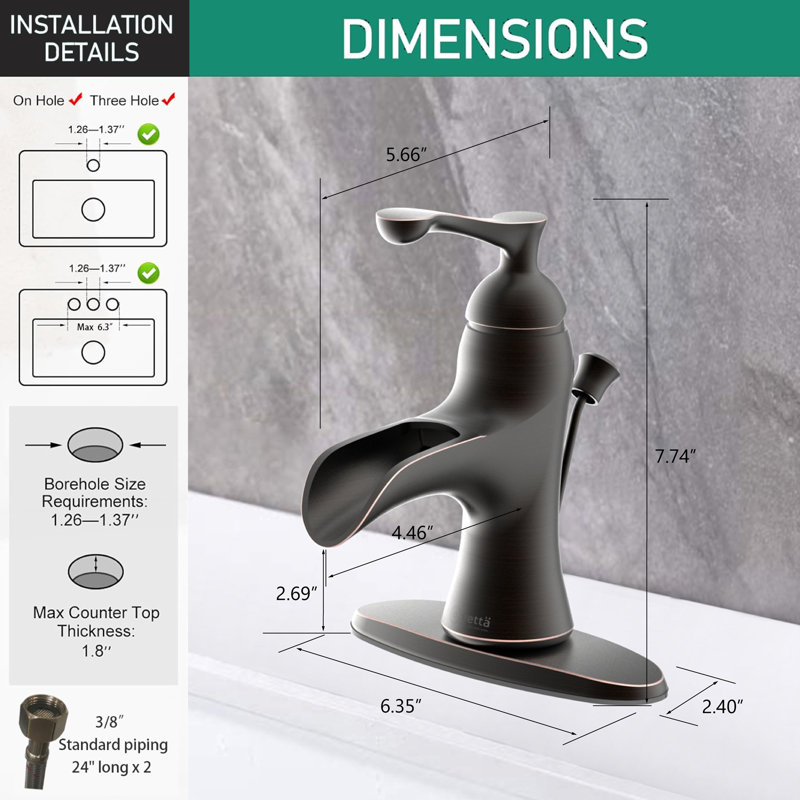 Single-handle Bathroom Faucet with Drain Assembly, Matte Black